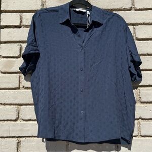 NWOT & Other Stories Short Sleeve Button Down Blouse in Navy Blue - Size 0